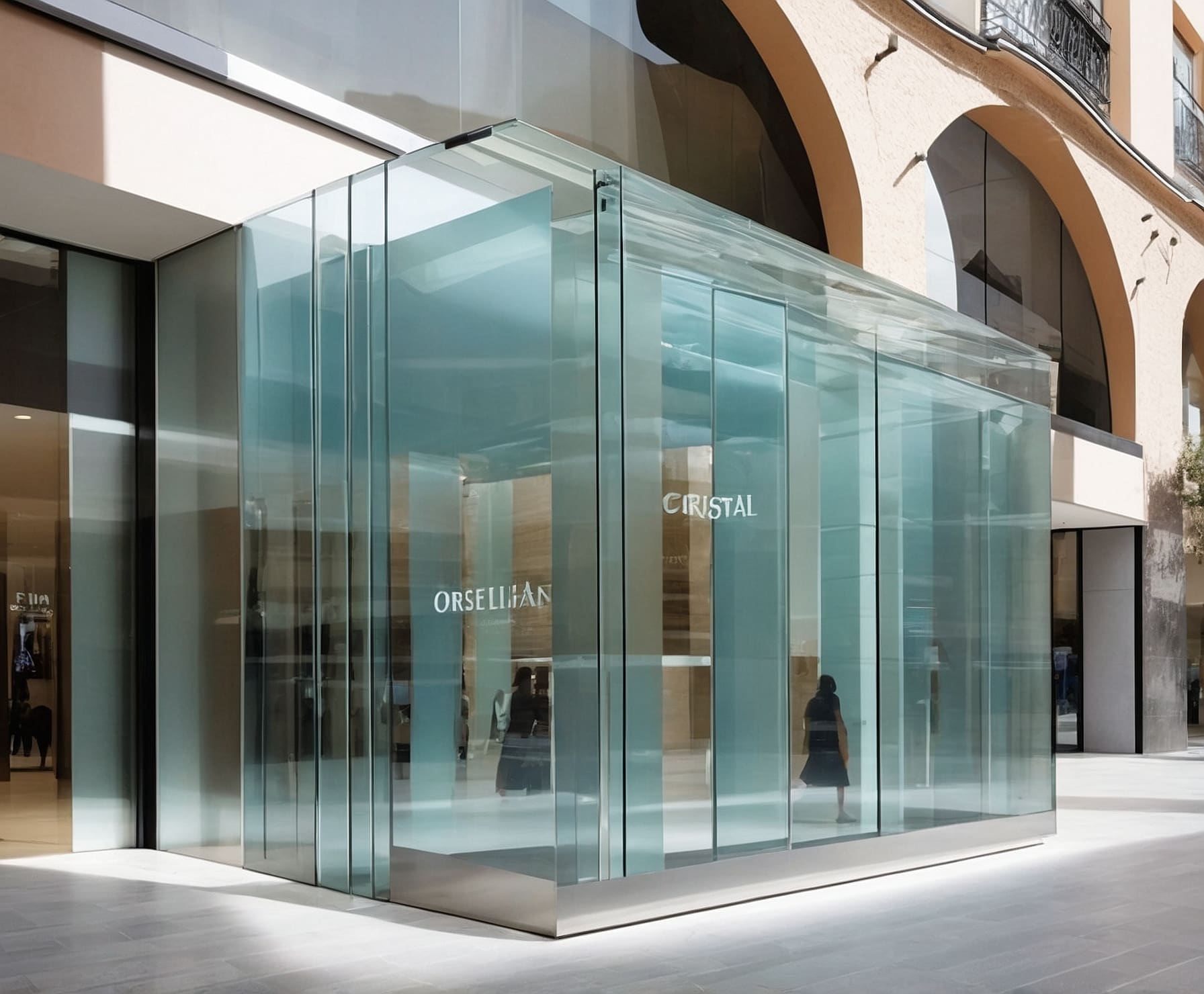 Puerta automática moderna en centro comercial.