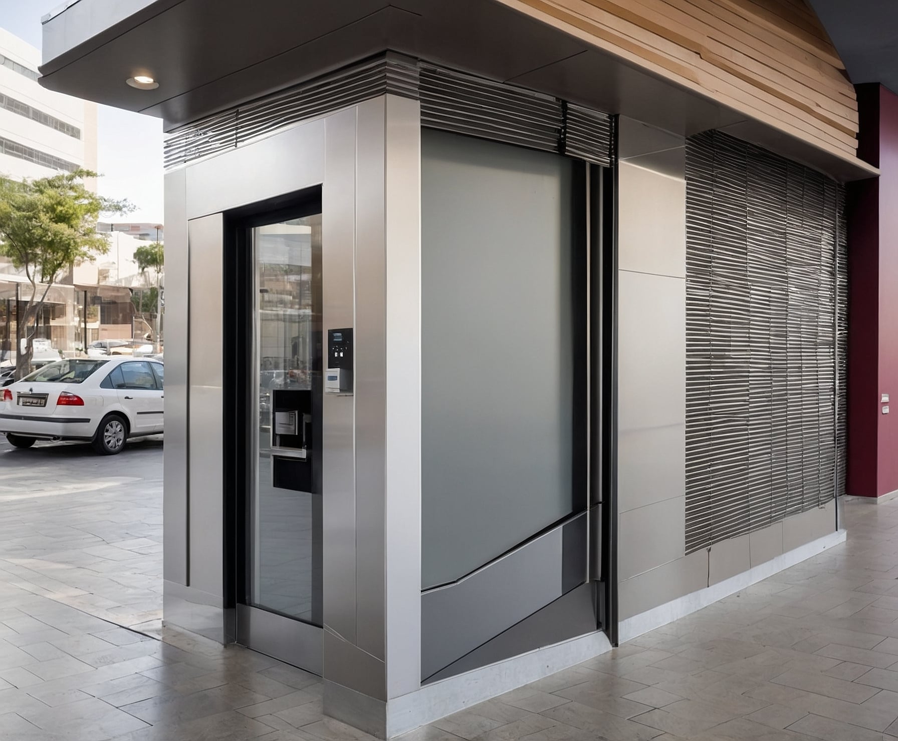 Puerta seccional de alta seguridad, centro comercial.